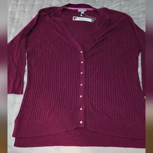 Women's Ribbed Burgundy Lightweight Blouse From JC Penny